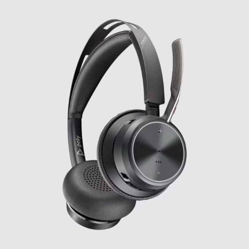 Poly Voyager Focus 2 UC Bluetooth Headset & Stand Bluetooth Microsoft Teams Zoom